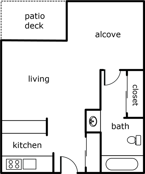 Gardenbrook Studio Alcove 460 SF